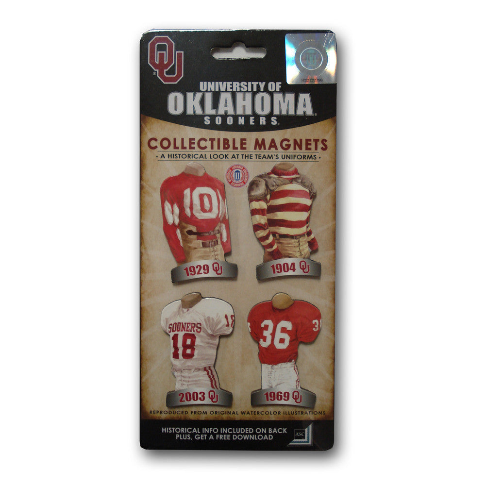 4 Pack Uniform Magnet Set - Ncaa - University Of Oklahoma