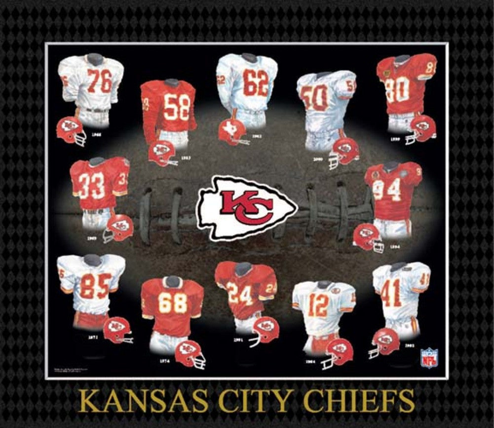 Evolution Of The Team Uniform Framed Photograph - Nfl - Kansas City Chiefs