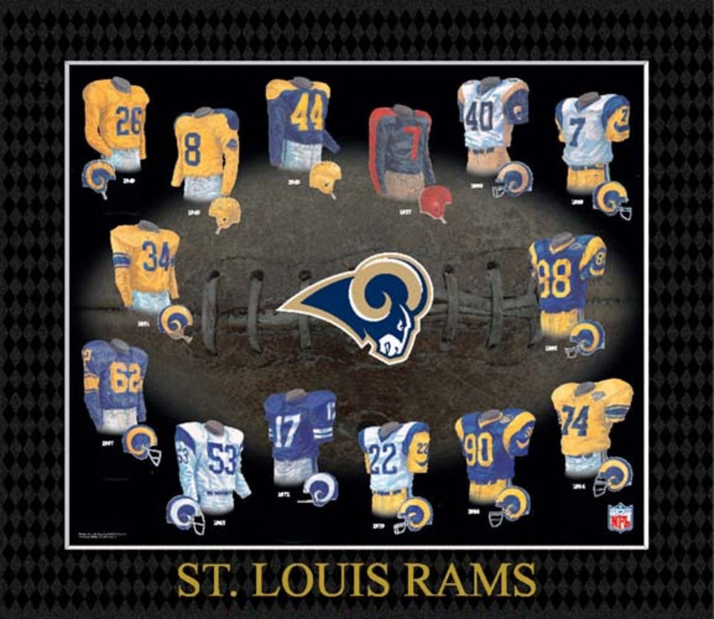 Evolution Of The Team Uniform Framed Photograph - Nfl - Saint Louis Rams