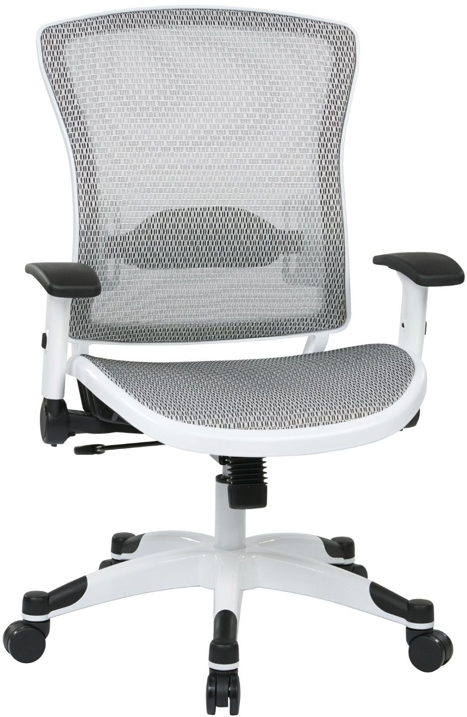 Space Seating 317w-w11c1f2w White Frame Managers Chair With Padded Mesh Seat And Back, Height Adjustable Flip Arms And Coated Nylon Base (white)