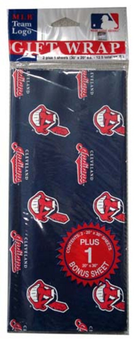 2-packages Of Mlb Gift Wrap - Indians