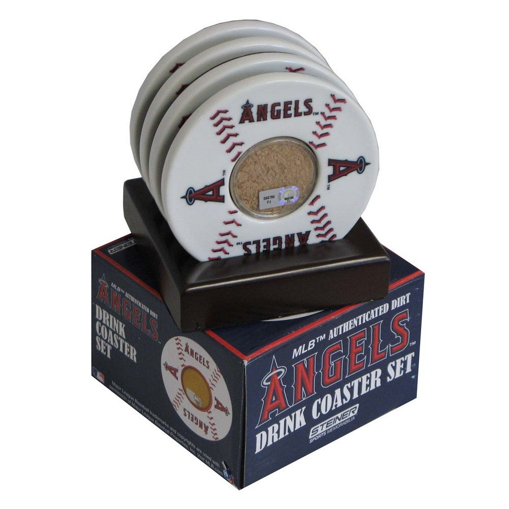2010 Game Used Dirt In Los Angeles Angels Logo Set Of 4 Coasters (mlb Authenticated)