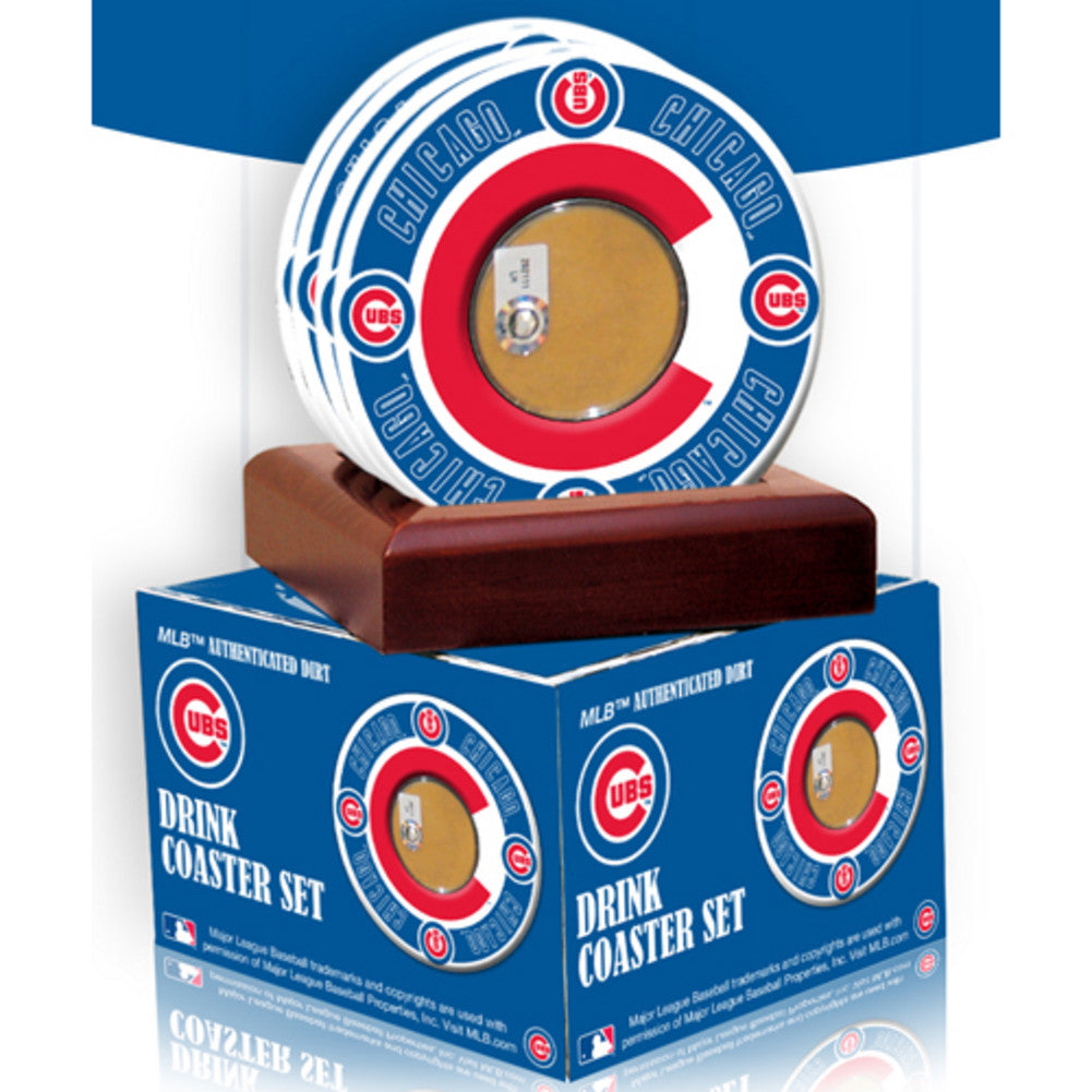 2010 Game Used Dirt In Chicago Cubs Logo Set Of 4 Coasters (mlb Authenticated)