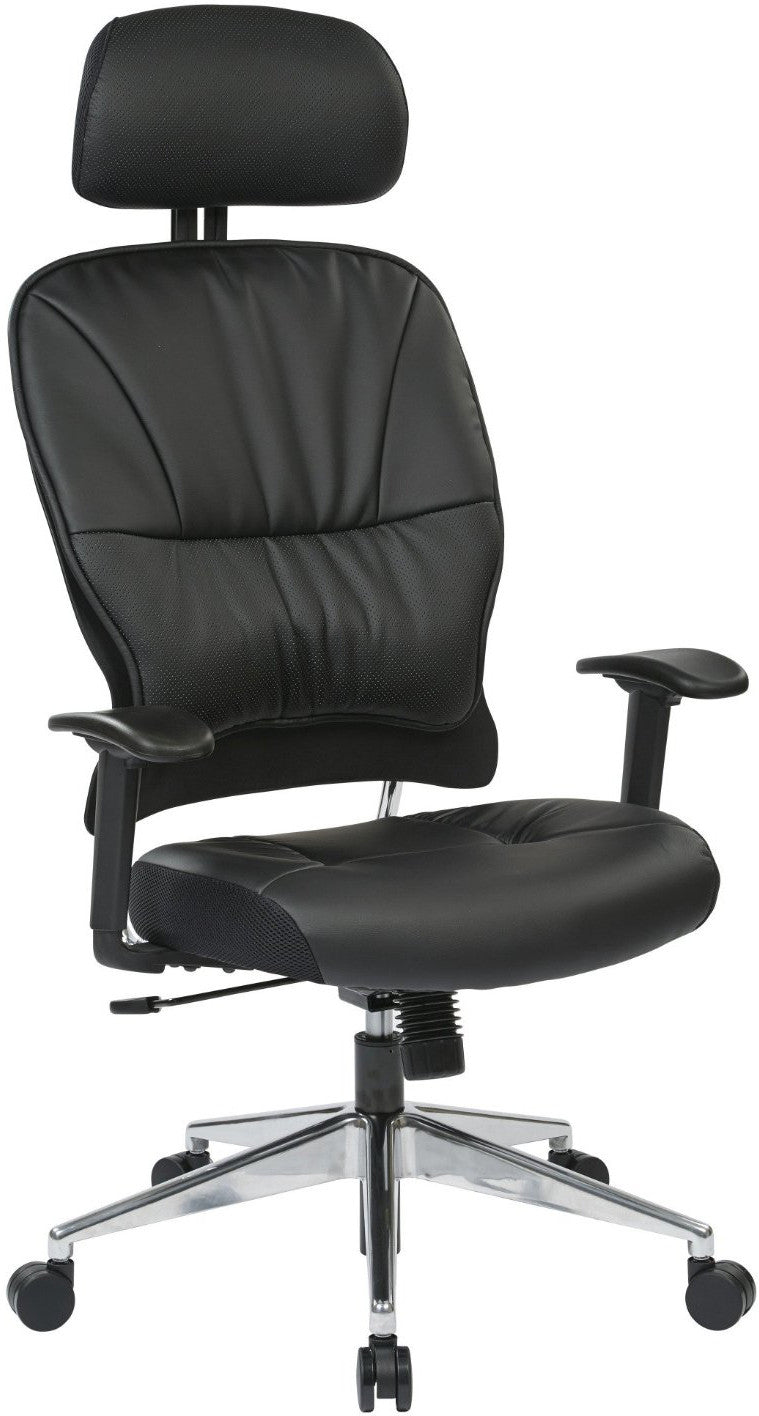 Space Seating 32-e33p918phl Black Eco, Leather Managers Chair.