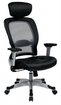 Space Seating 327-e36c61f6hl Professional Light Air Grid¨ Back And Eco Leather Seat Chair With Headrest