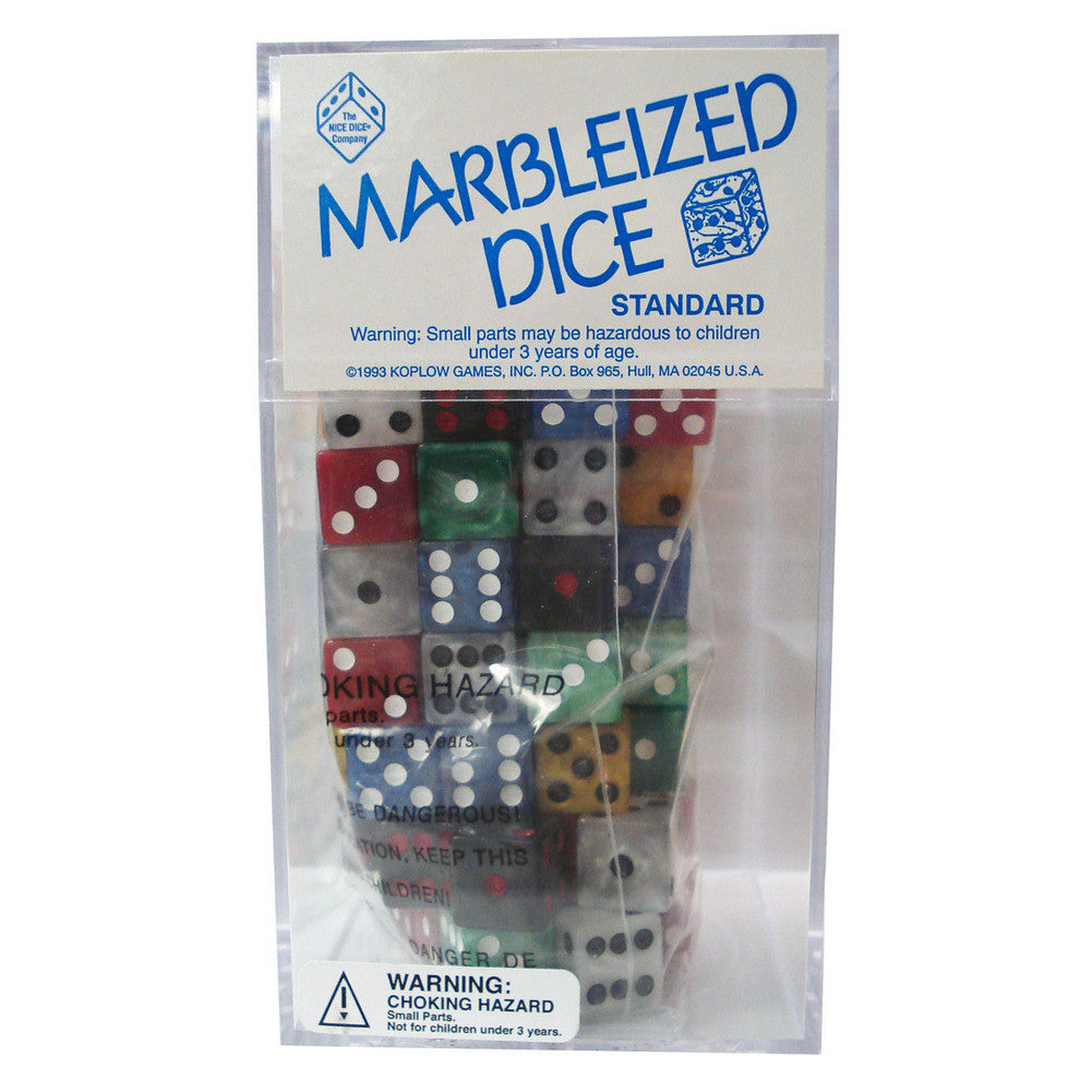 Dice: D6 100/box 16mm Marbelized Asst.