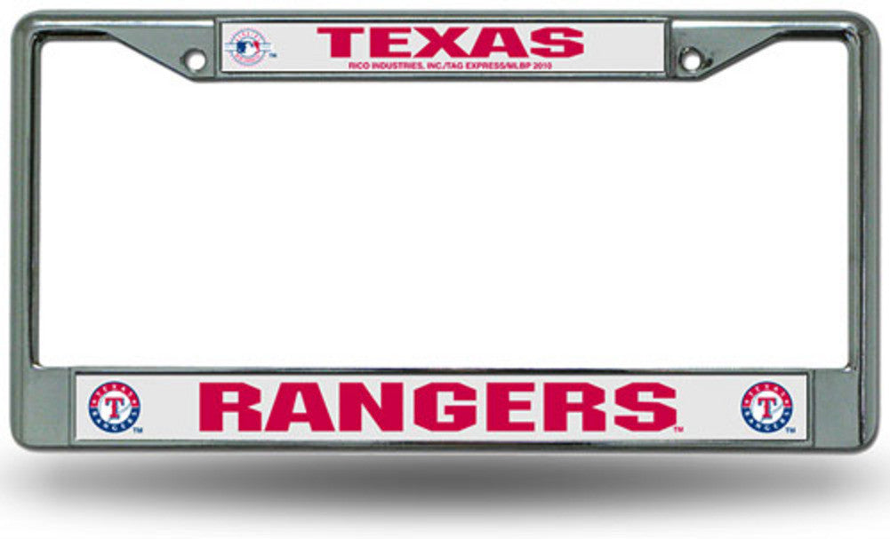 Chrome License Plate Frame - Texas Rangers