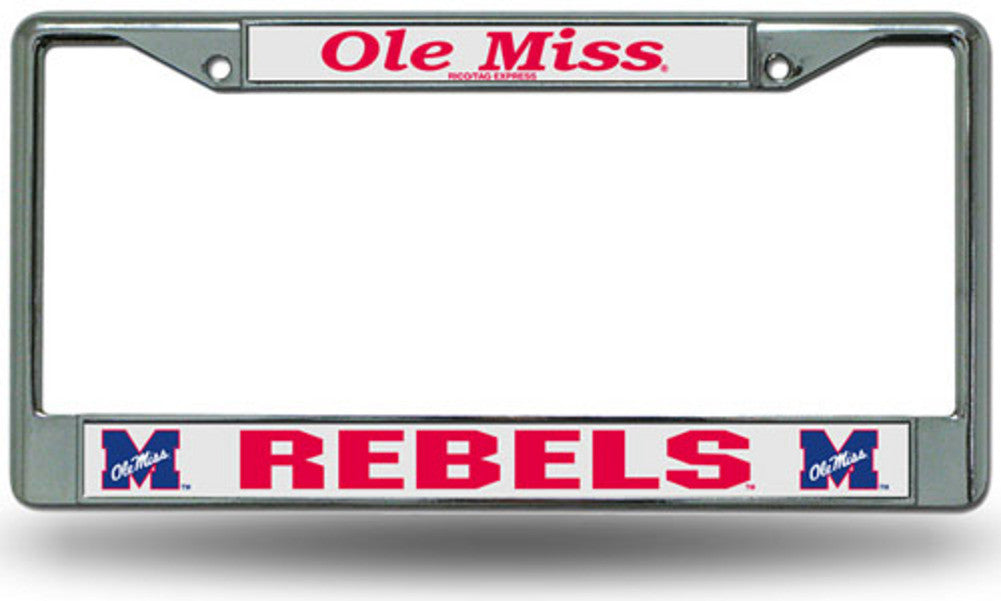 Chrome License Plate Frame - Mississippi Rebels