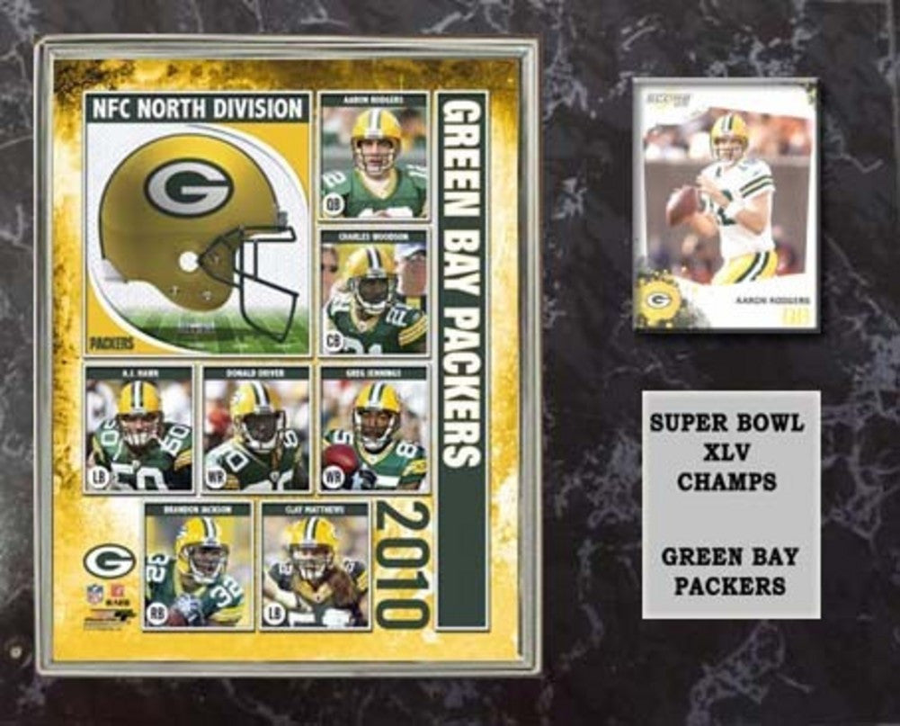 12x15 Super Bowl 45 Plaque With Authentic Football Card And 8x10 Photo - Green Bay Packers