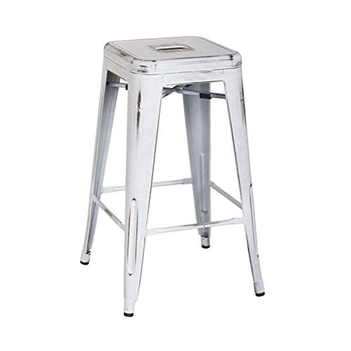 Osp Designs Brw3026a4-aw Bristow 26" Antique Metal Barstool, Antique White Finish, 4 Pack