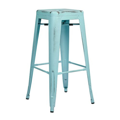 Osp Designs Brw3030a4-asb Bristow 30" Antique Metal Barstool, Antique Sky Blue Finish, 4 Pack