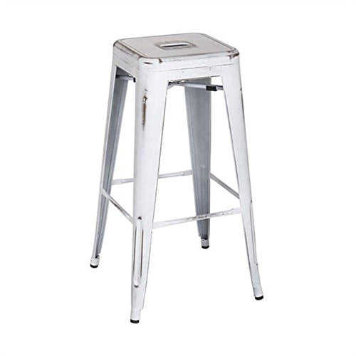 Osp Designs Brw3030a4-aw Bristow 30" Antique Metal Barstool, Antique White Finish, 4 Pack