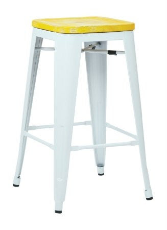 Osp Designs Brw312611a2-c305 Bristow 26" Antique Metal Barstool With Vintage Wood Seat, White Finish Frame & Pine Irish Finish Seat, 2 Pack