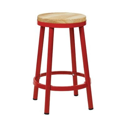 Osp Designs Brw3226-9 Bristow 26" Metal Backless Barstool, Red Finish Frame