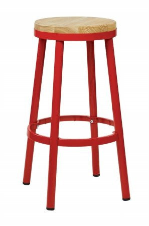 Osp Designs Brw3230-9 Bristow 30" Metal Backless Barstool, Red Finish Frame