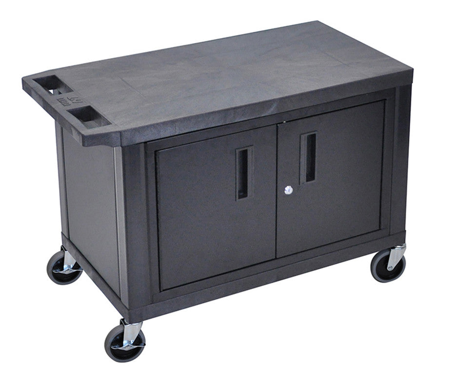 Luxor Ec25c-b Luxor Black Ec25c-b 18x32 Cart With 2 Shelves And Cabinet