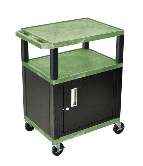 H Wilson Wt34gc2e-b H. Wilson Tuffy Green 3 Shelf Av Cart With Cabinet