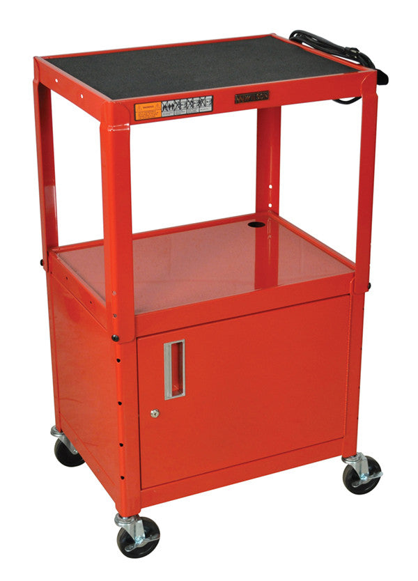 H Wilson W42arce H Wilson Red Metal 3 Shelf Presentation Cart With Cabinet