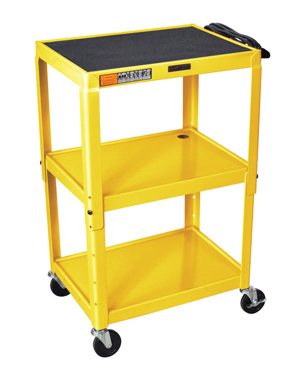 H Wilson W42aye H Wilson Yellow Metal 3 Shelf Presentation Cart