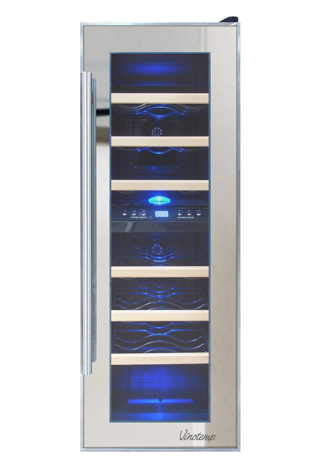 Vinotemp Vt-21tsp-2z 21-bottle Dual-zone Thermoelectric Mirrored Wine Cooler