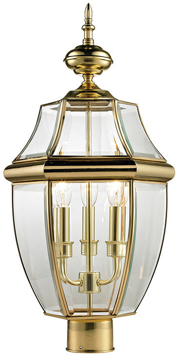 Cornerstone 8603ep/85 Ashford 3 Light Exterior Post Lantern In Antique Brass