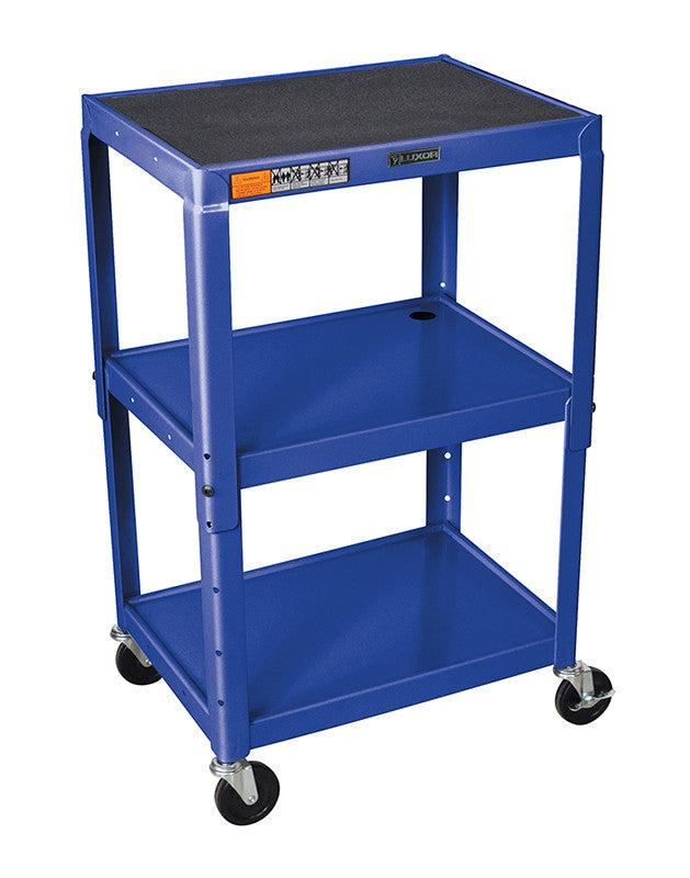 Luxor Avj42-rb Luxor Adjustable Height Royal Blue Metal A/v Cart