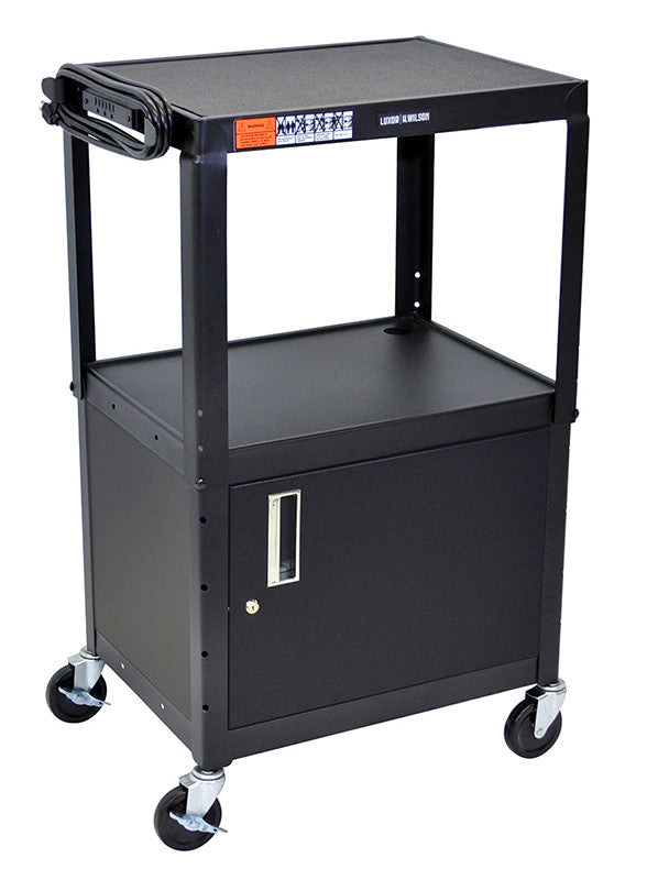 Luxor Avj42c Luxor Black 42" Adj Height Cart With Cabinet