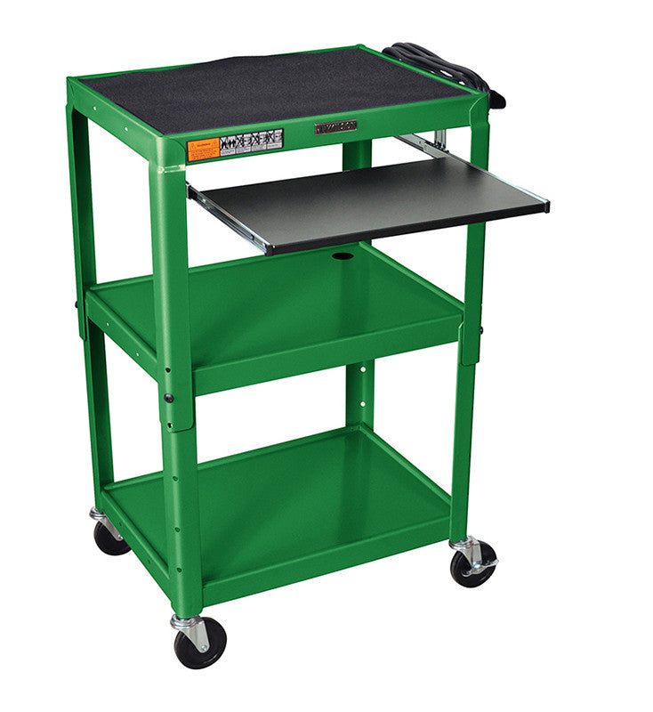 Luxor Avj42kb-gn Luxor Adjustable Height Green Metal A/v Cart With Pullout Keyboard Tray