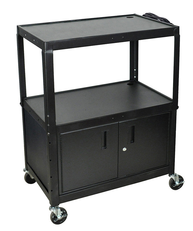 Luxor Avj42xlc Luxor Extra Wide Steel Adjustable Height A/v Cart With Cabinet