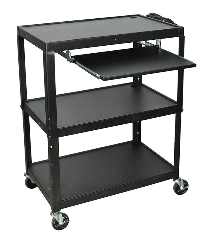 Luxor Avj42xlkb Luxor Extra Wide Steel Adjustable Height A/v Cart Withpullout Keyboard Shelf