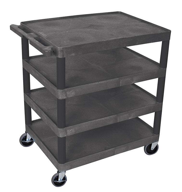 Luxor Bc40-b Luxor Four Flat Shelf Black Utility Cart