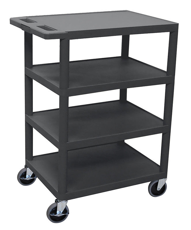 Luxor Bc45-b Luxor Four Flat Shelf Black Utility Cart