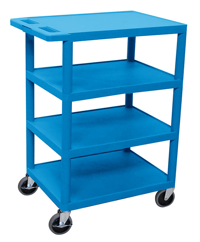 Luxor Bc45-bu Luxor Four Flat Shelf Blue Utility Cart