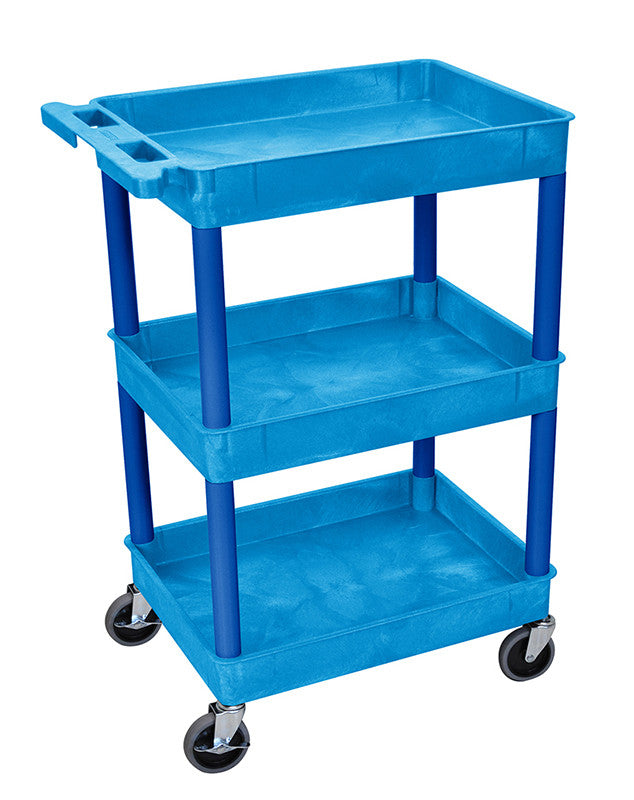 Luxor Bustc111bu Luxor Blue 3 Shelf Tub Cart