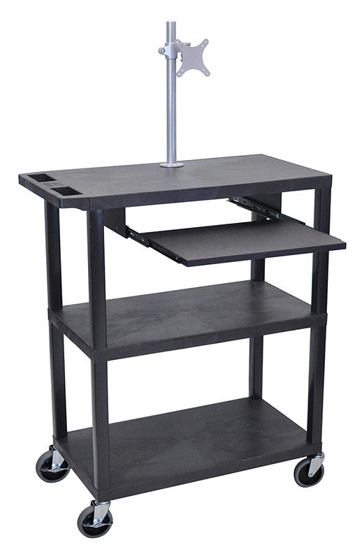 Luxor Ea42lm-b Luxor 3 Flat Shelves With Pullout Shelf Also Includes A Monitor Mount Black Presentation Station