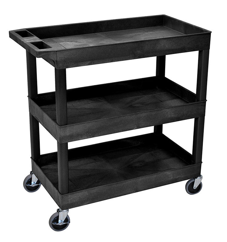 Luxor Ec111-b Luxor High Capacity 3 Tub Shelves Cart In Black