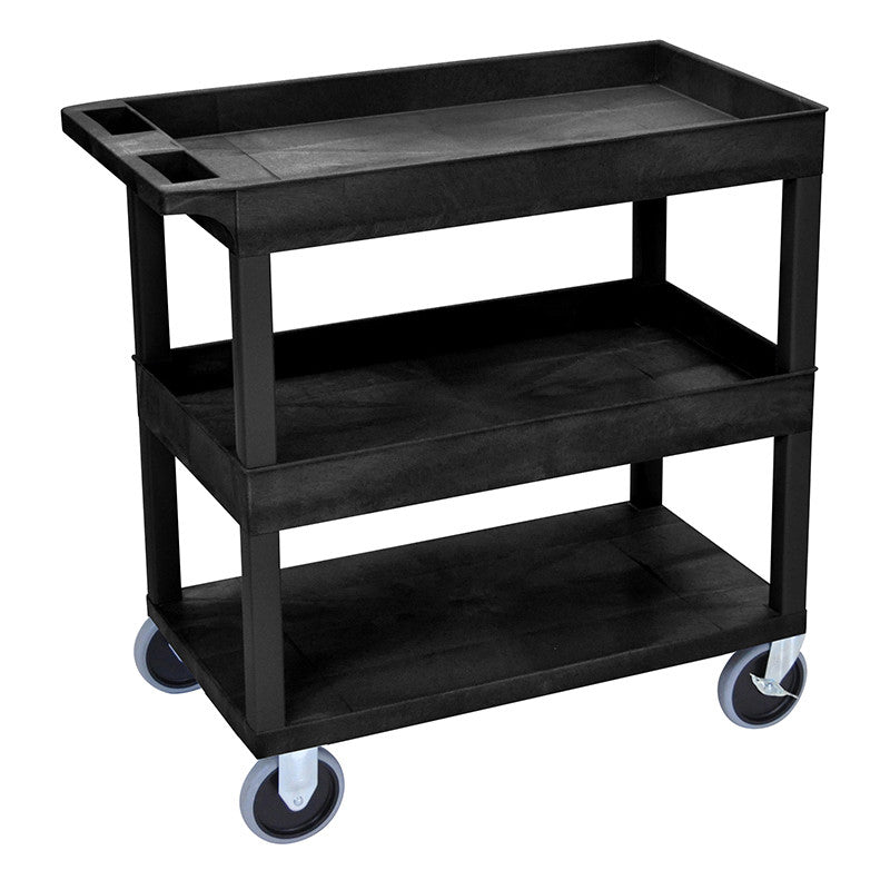 Luxor Ec112hd-b Luxor Hd High Capacity 2 Tub And 1 Flat Shelf Cart In Black