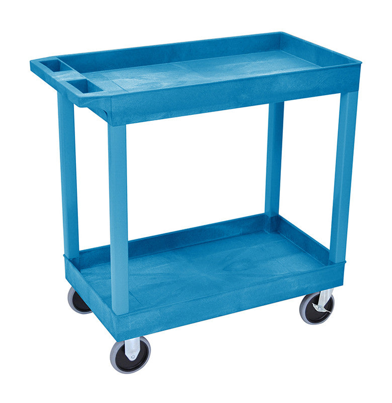 Luxor Ec11hd-bu High Capacity 2 Tub Shelves Cart In Blue