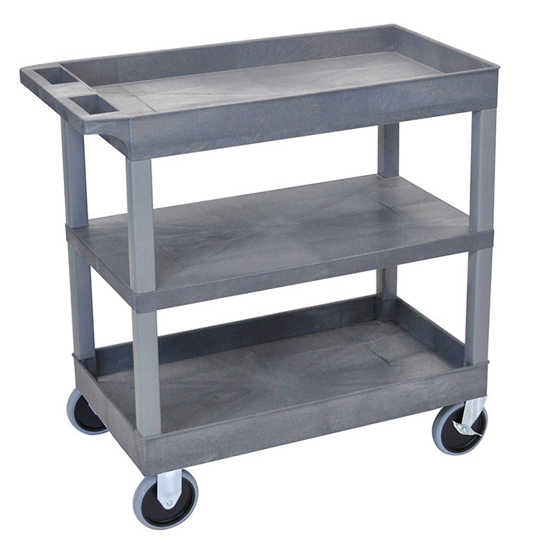 Luxor Ec121hd-g Luxor Gray Ec121hd 18x32 Cart With 2 Tub Shelves And 1 Flat Shelf