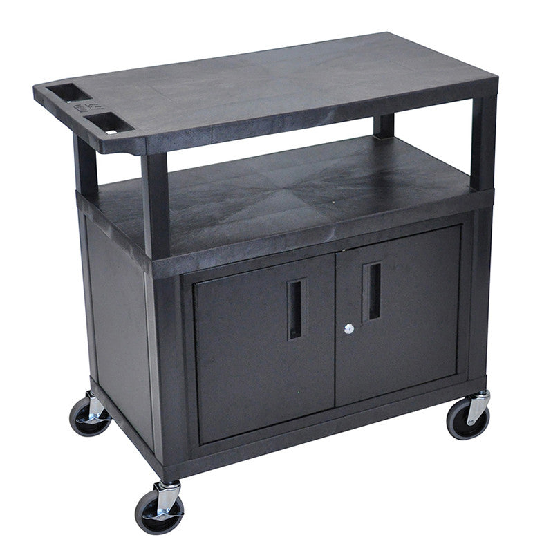 Luxor Ec34c-b Luxor Black Ec34c-b 18x32 Cart With 3 Shelves And Cabinet