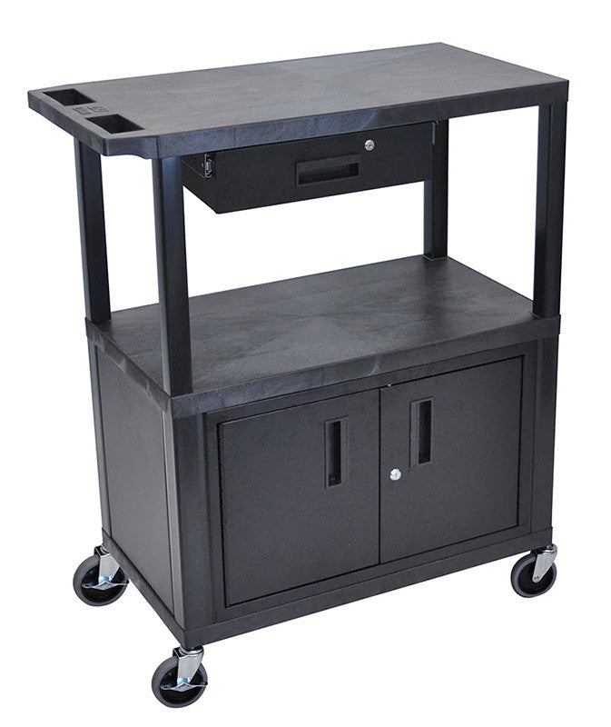 Luxor Ec38cd-b Luxor Black Ec38cd-b 18x32 Cart With 3 Shelves, Cabinet & Drawer