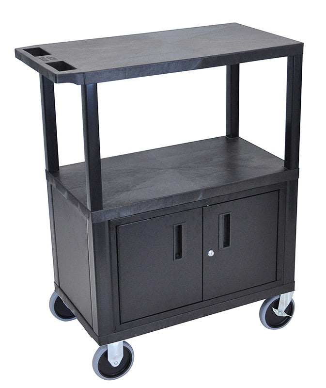 Luxor Ec38chd-b Luxor Black Ec38chd-b 18x32 Cart With 3 Shelves, Cabinet & Heavy Duty Casters