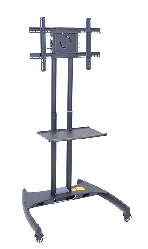 Luxor Fp2500 Luxor Adjustable Height Rolling Flat Panel Cart With Accessory Shelf