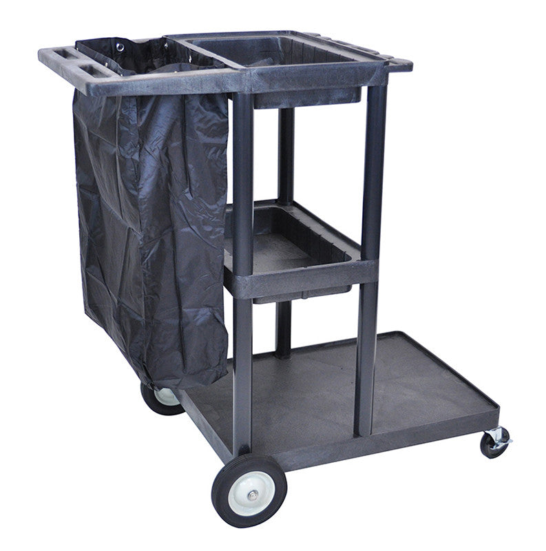 Luxor Jcb30-b Luxor 3 Shelf Janitorial Cart With Black Nylon Bag