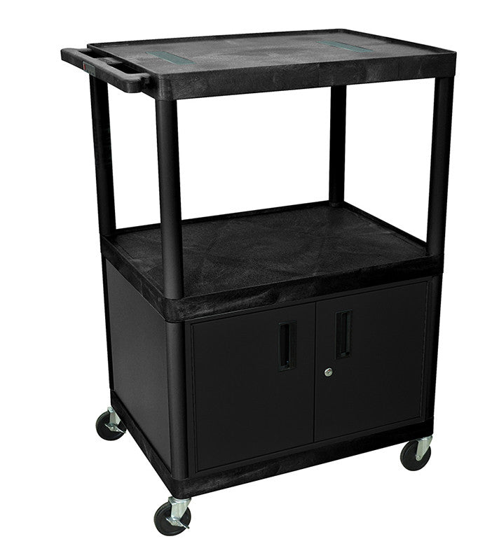 Luxor Le48c-b Luxor Black Endura 3 Shelf Cart W Cabinet