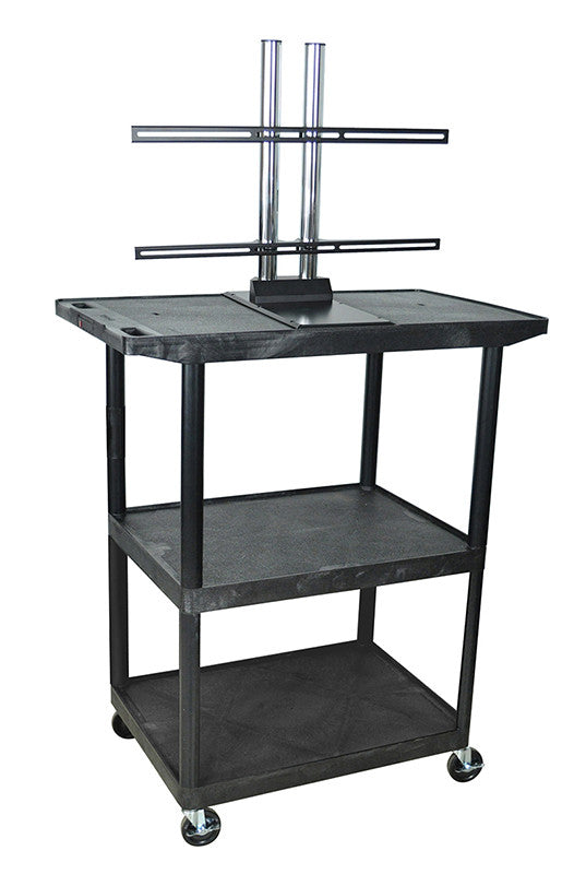 Luxor Le48wtud-b Luxor Black 3 Shelf With Wide Top Shelf A/v Cart With Lcd Mount