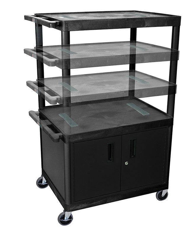 Luxor Lelduoc-b Luxor Black Endura Multi-height 3 Shelf A/v Cart With Cabinet