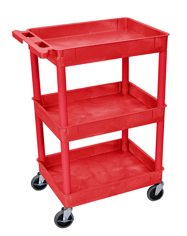 Luxor Rdstc111rd Luxor 3 Shelf Tub Cart Red