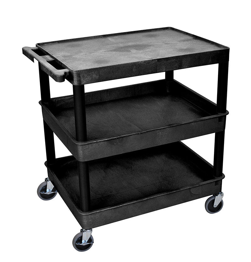 Luxor Tc211-b 3 Shelf Large Black Tub Cart