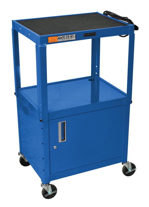 H Wilson W42abuce H Wilson Blue Metal 3 Shelf Presentation Cart With Cabinet